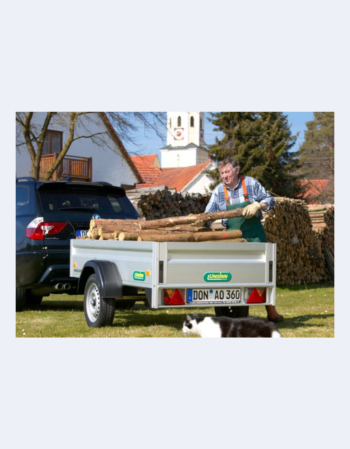 UNSINN Anhänger Typ UT 3015-20-13 Tieflader mit Holz beladen