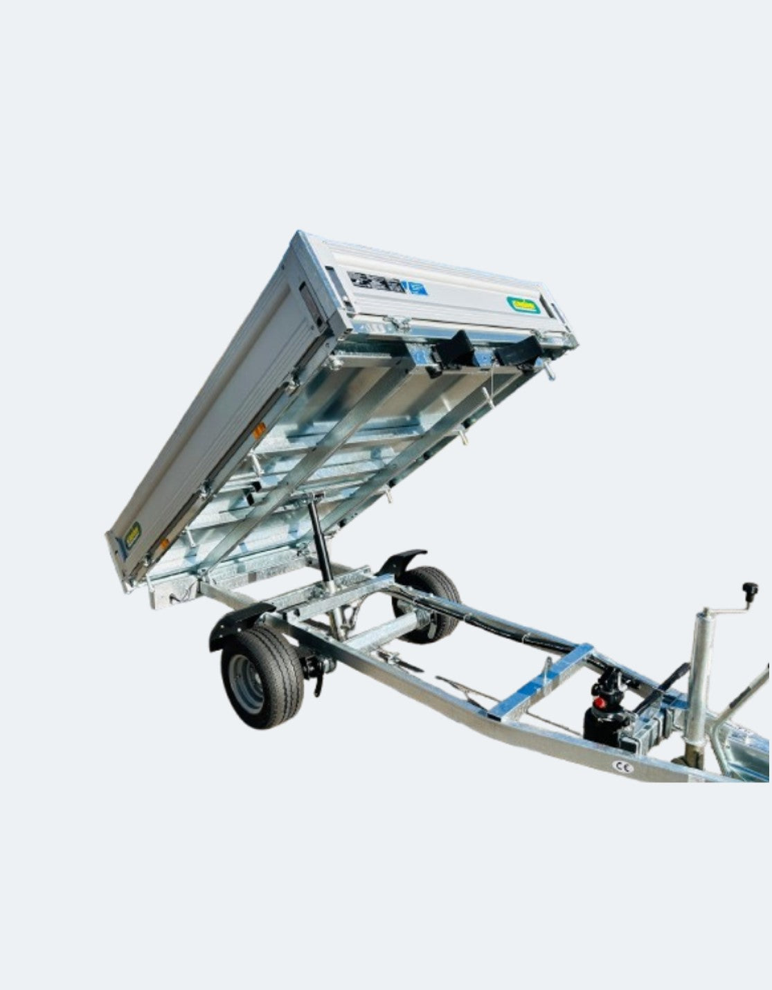 UNSINN Anhänger Heckkipper gekippt Blick unter Ladefläche einachsig 